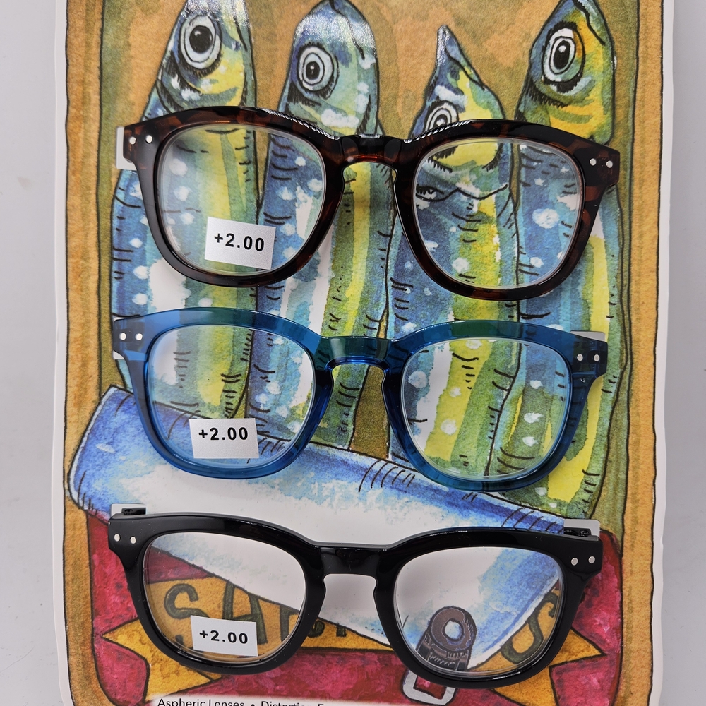 Elegant Women's Glasses in Tortoise, Blue, and Black 2.00 New